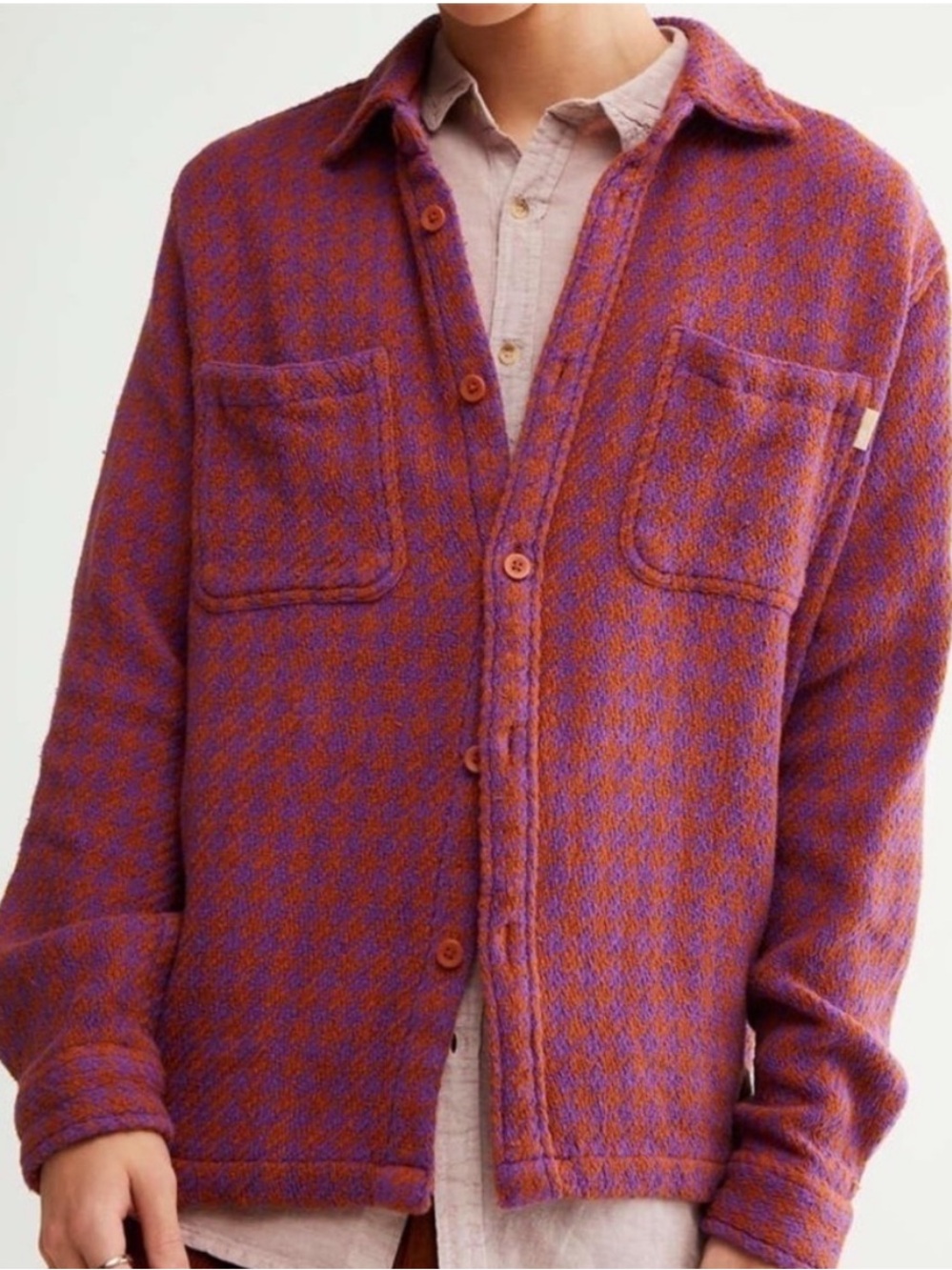urban outfitters houndstooth button up shirt